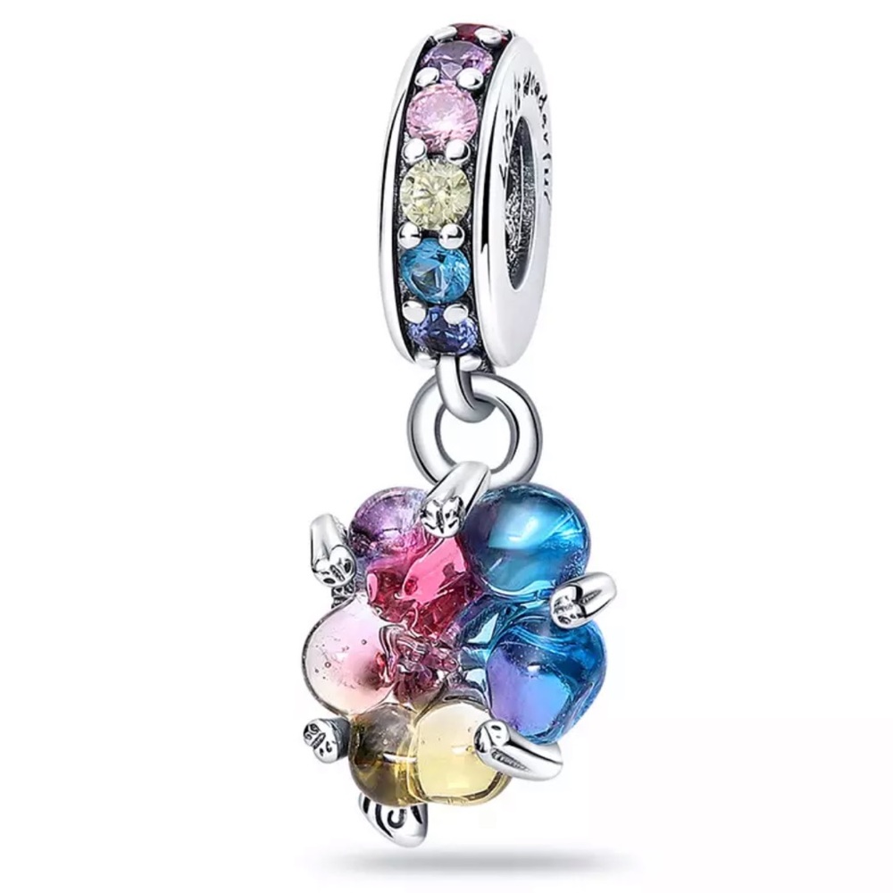 NWOT Togetherness Tree Murano Glass Dangle Charm Jewelry Silver 925